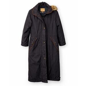 Woolrich Women’s Long Black Parka Coat Faux Fur Hood | Size Small Classic Winter